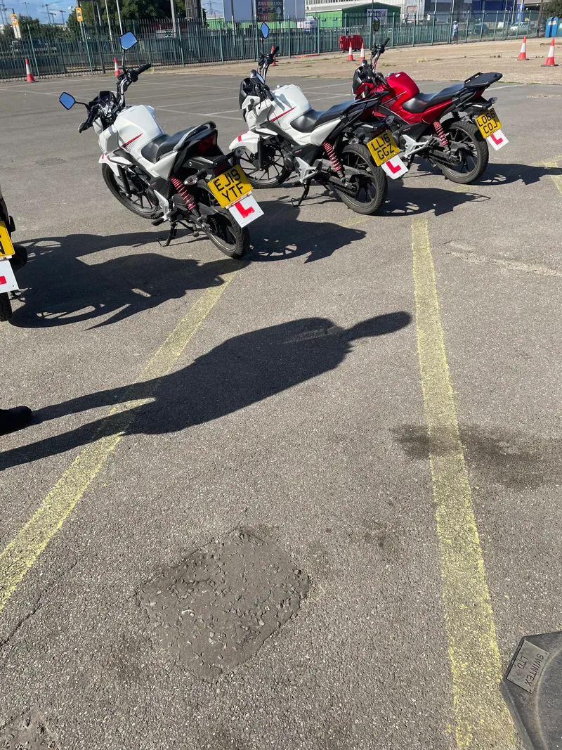 Learner bikes on the training ground in the sunshine